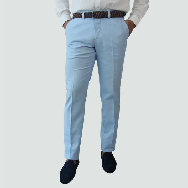 Pantalon Clásico Lino Net Js Hombre Azul Cielo