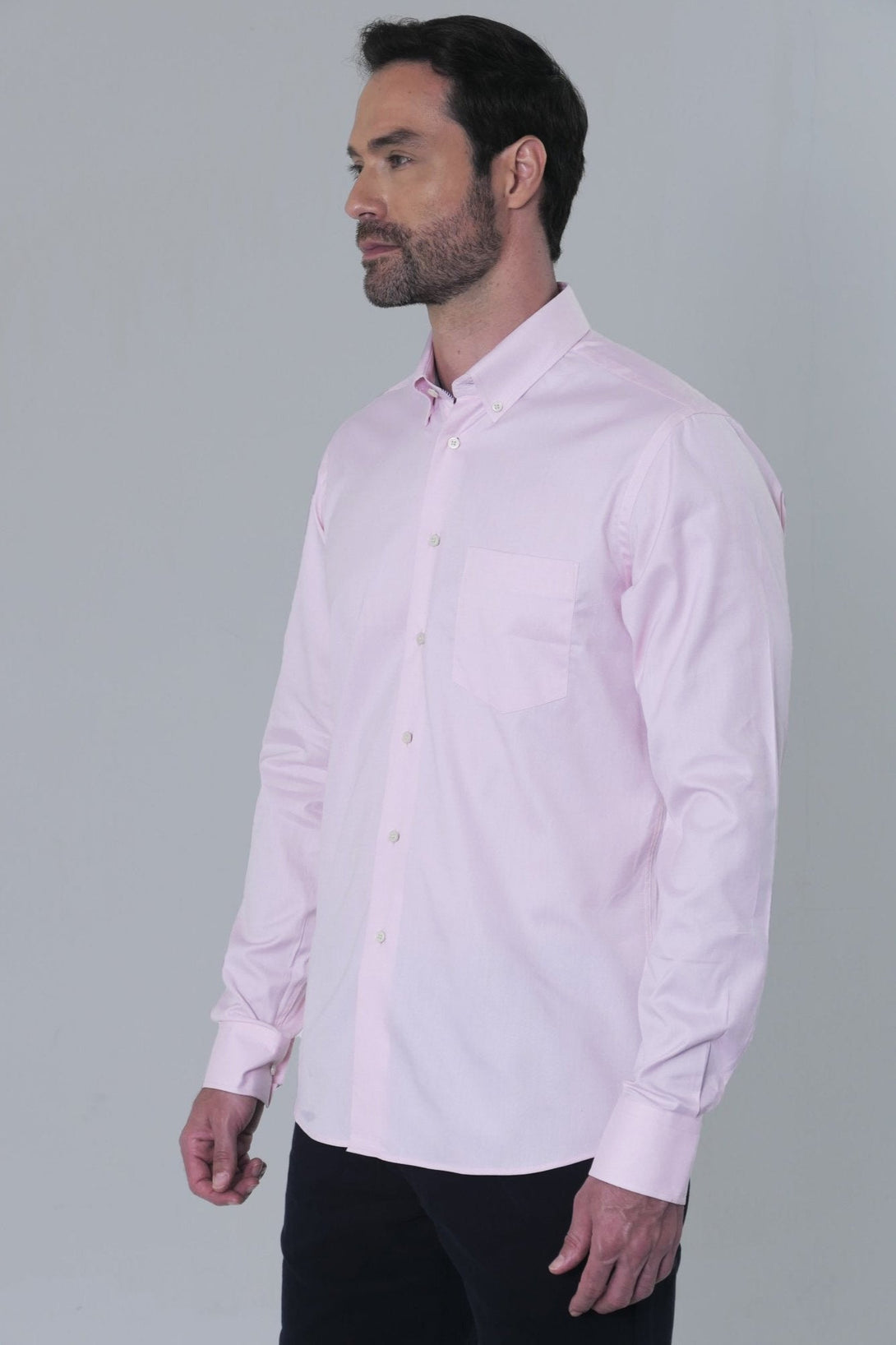 Camisa Algodón Manga Larga Napolitano Hombre Rosado Prive - JON SONEN COLOMBIA