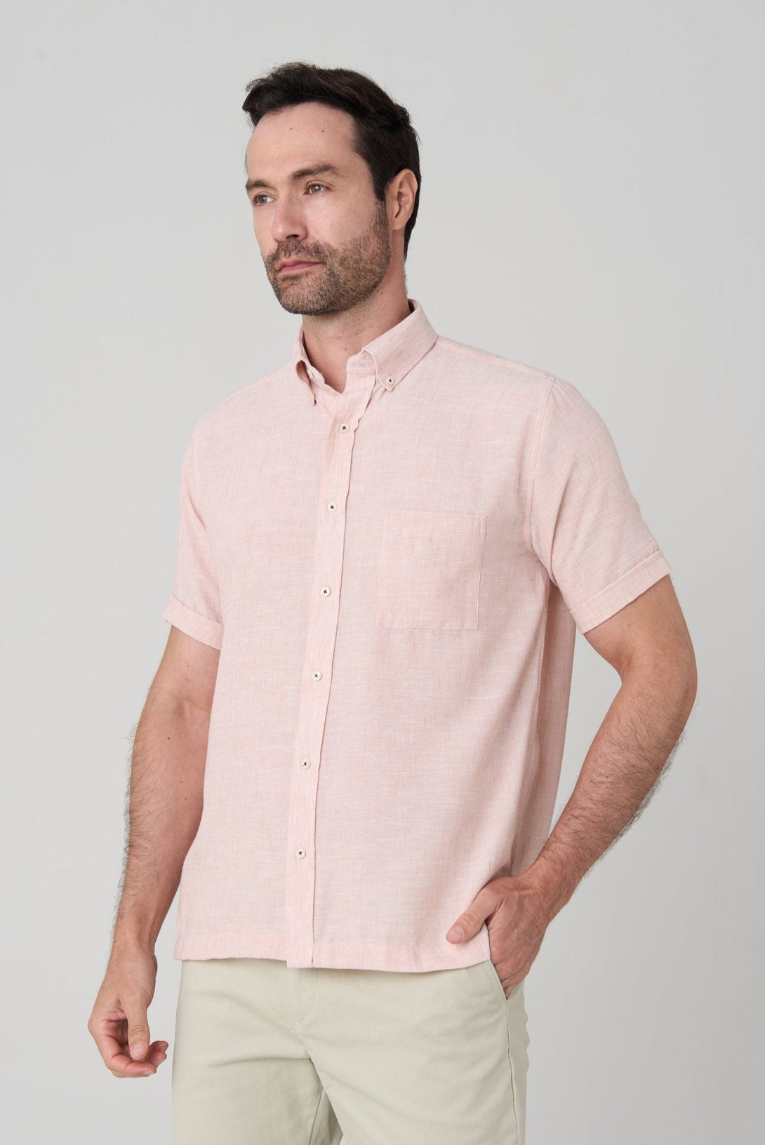 Camisa manga corta linen look Jon Sonen - JON SONEN COLOMBIA
