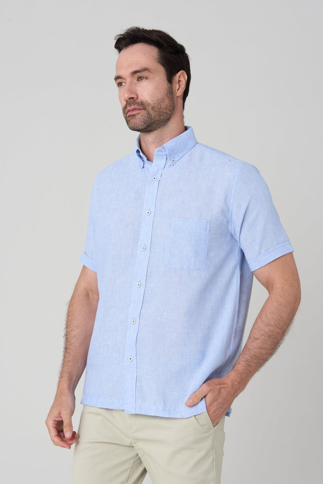 Camisa manga corta linen look Jon Sonen - JON SONEN COLOMBIA