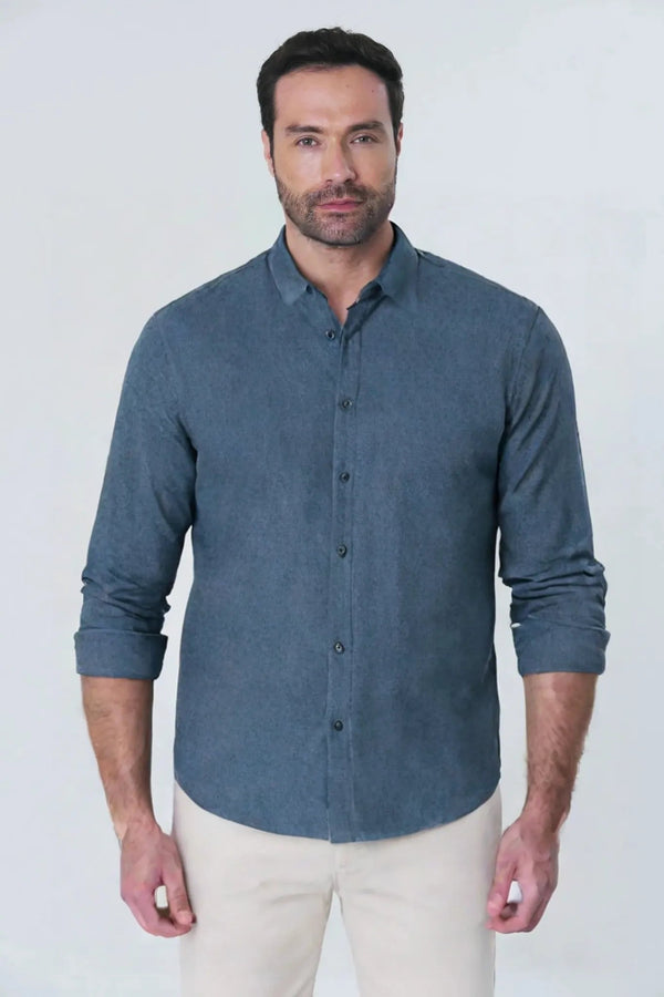 Camisa manga larga efecto chambray JS - JON SONEN COLOMBIA