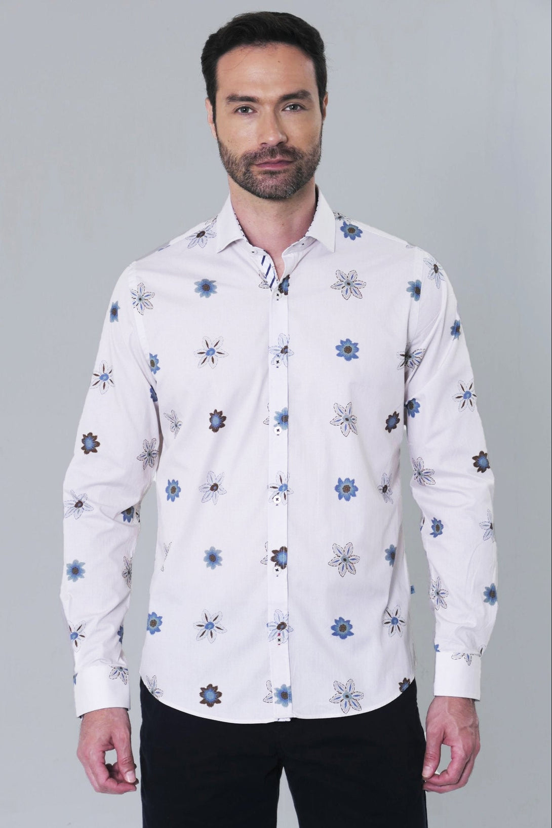 Camisa ML Estampado Flores Privé Hombre - JON SONEN COLOMBIA