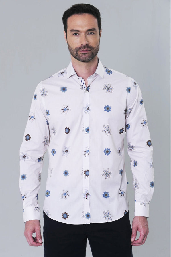 Camisa ML Estampado Flores Privé Hombre - JON SONEN COLOMBIA