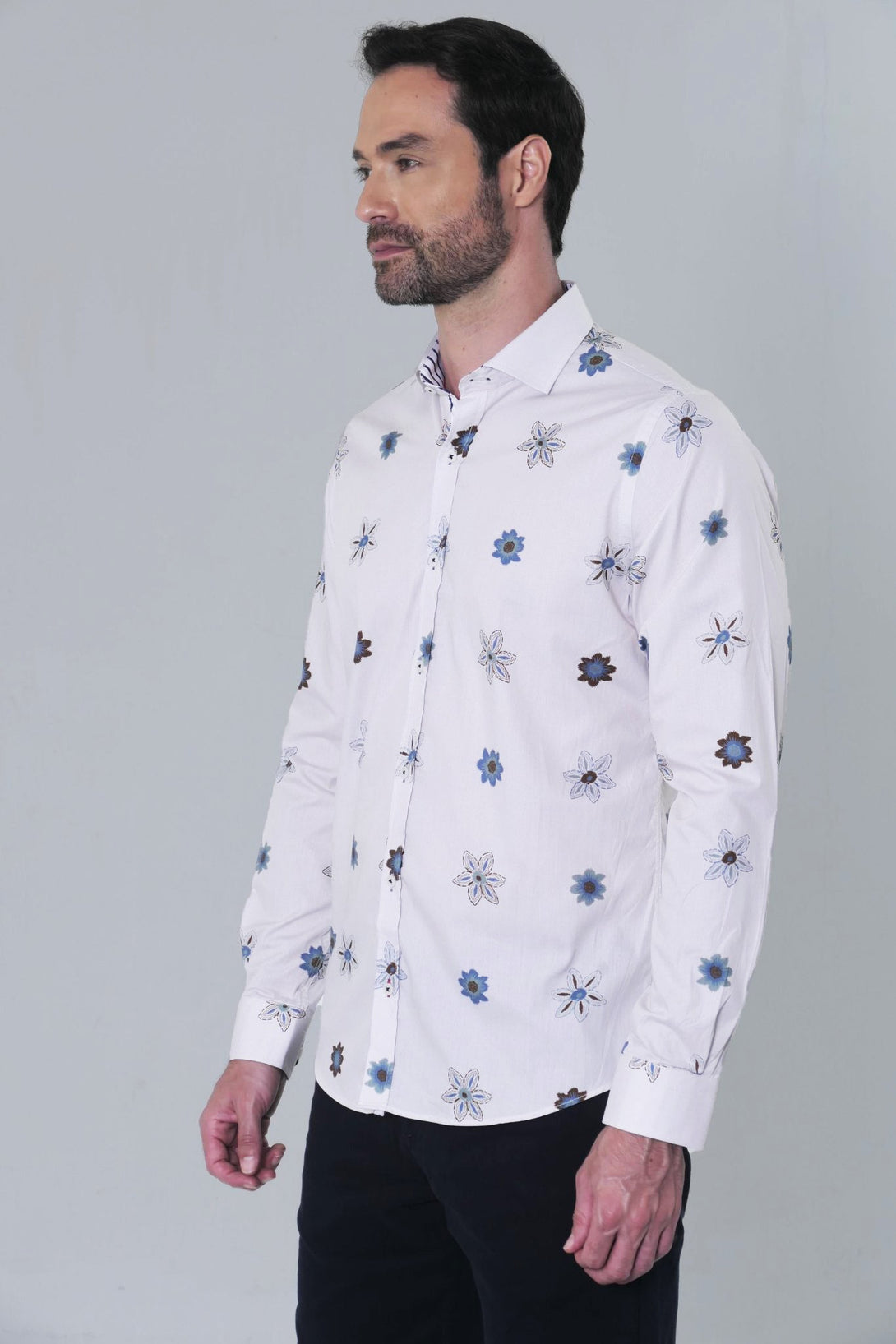 Camisa ML Estampado Flores Privé Hombre - JON SONEN COLOMBIA