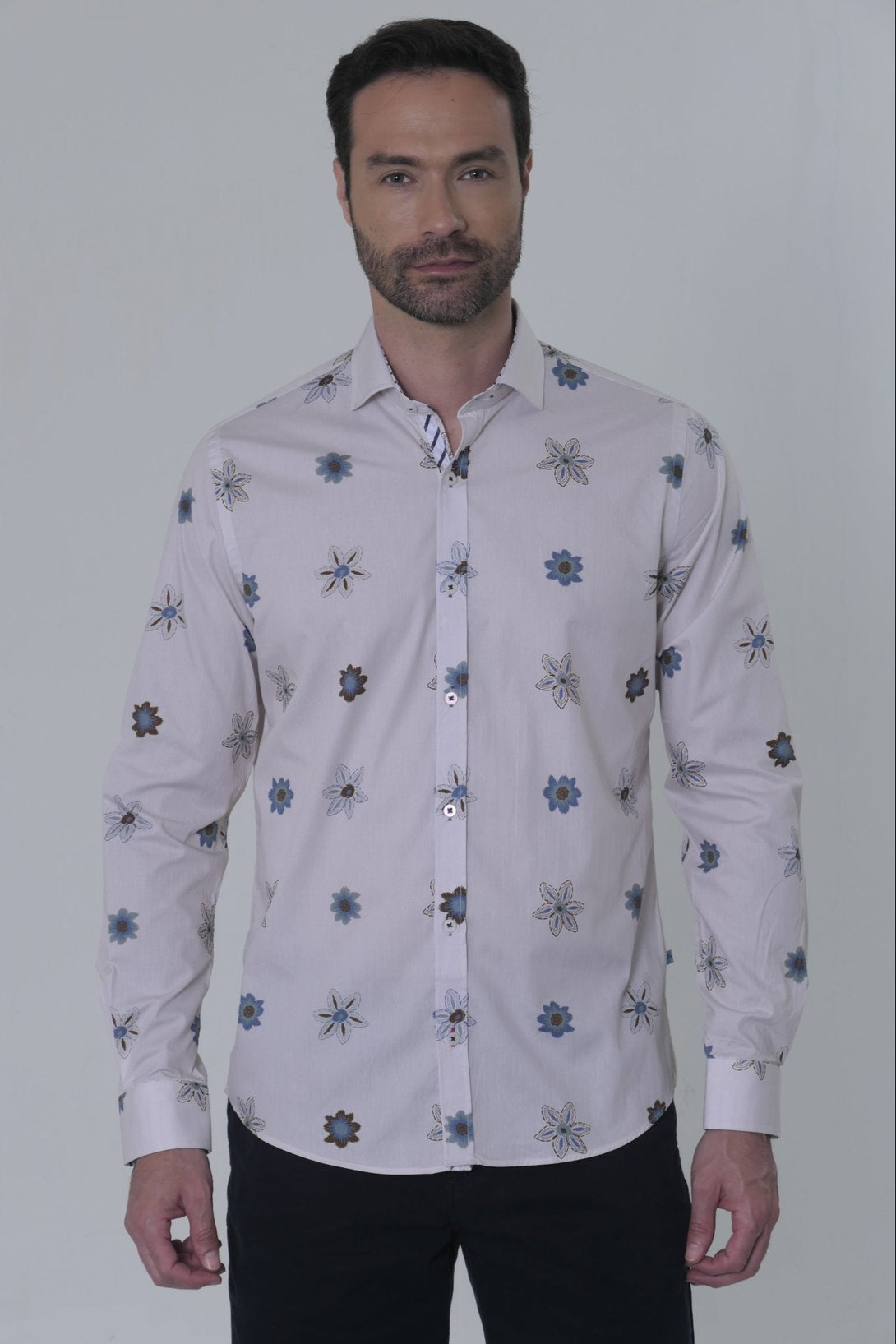 Camisa ML Estampado Flores Privé Hombre - JON SONEN COLOMBIA