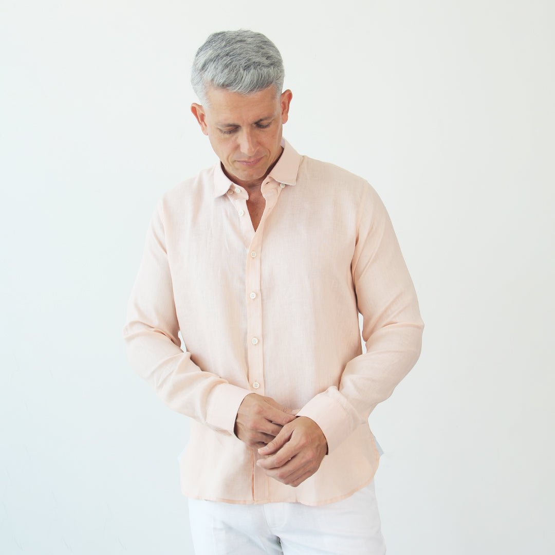 Camisa ML Lino Rous Js Hombre Rosado - JON SONEN COLOMBIA