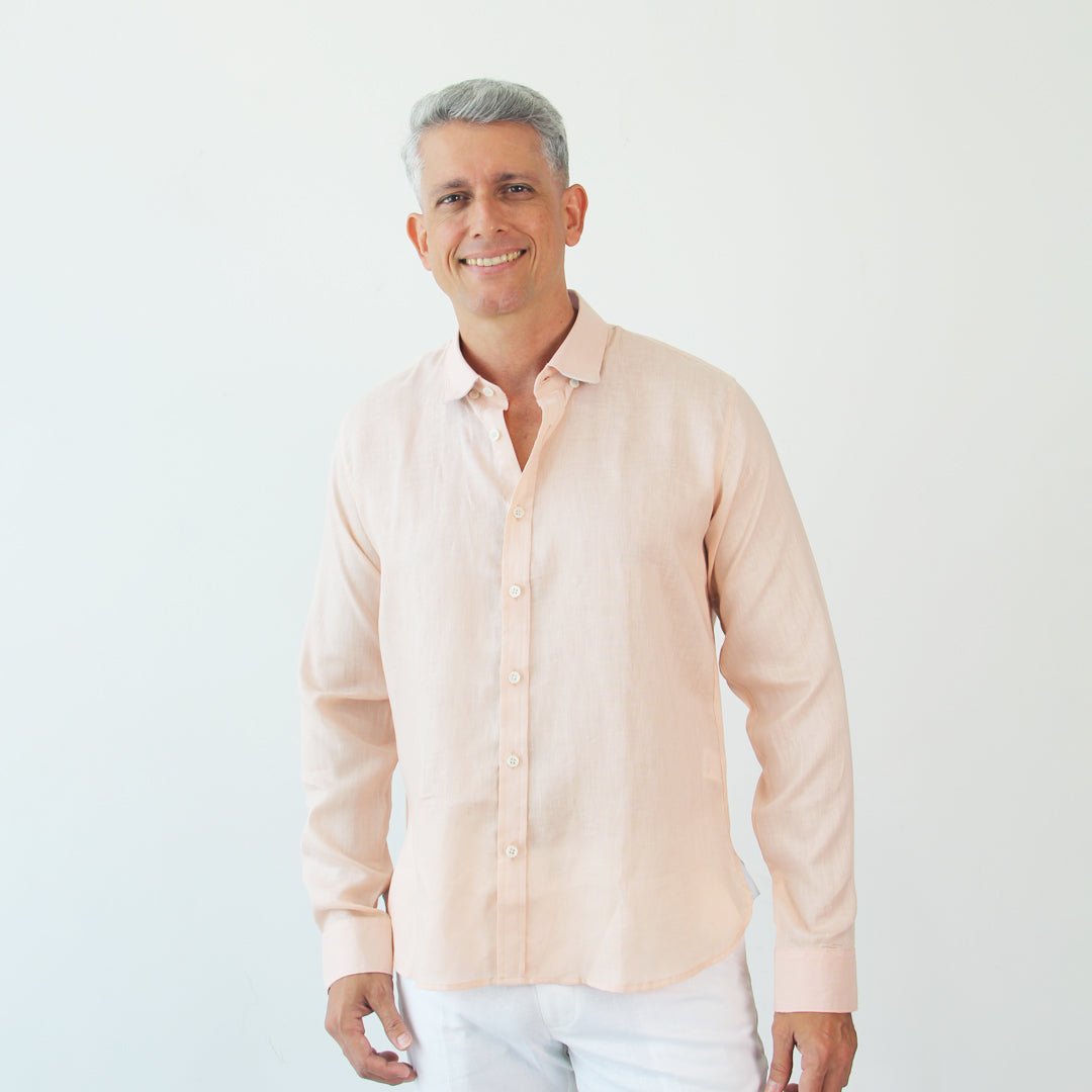 Camisa ML Lino Rous Js Hombre Rosado - JON SONEN COLOMBIA
