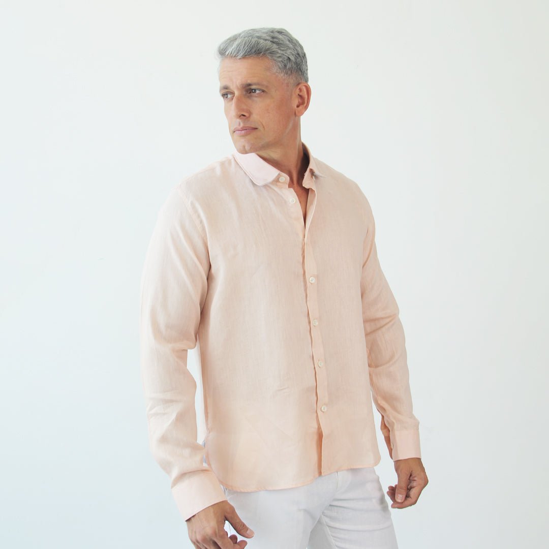 Camisa ML Lino Rous Js Hombre Rosado - JON SONEN COLOMBIA