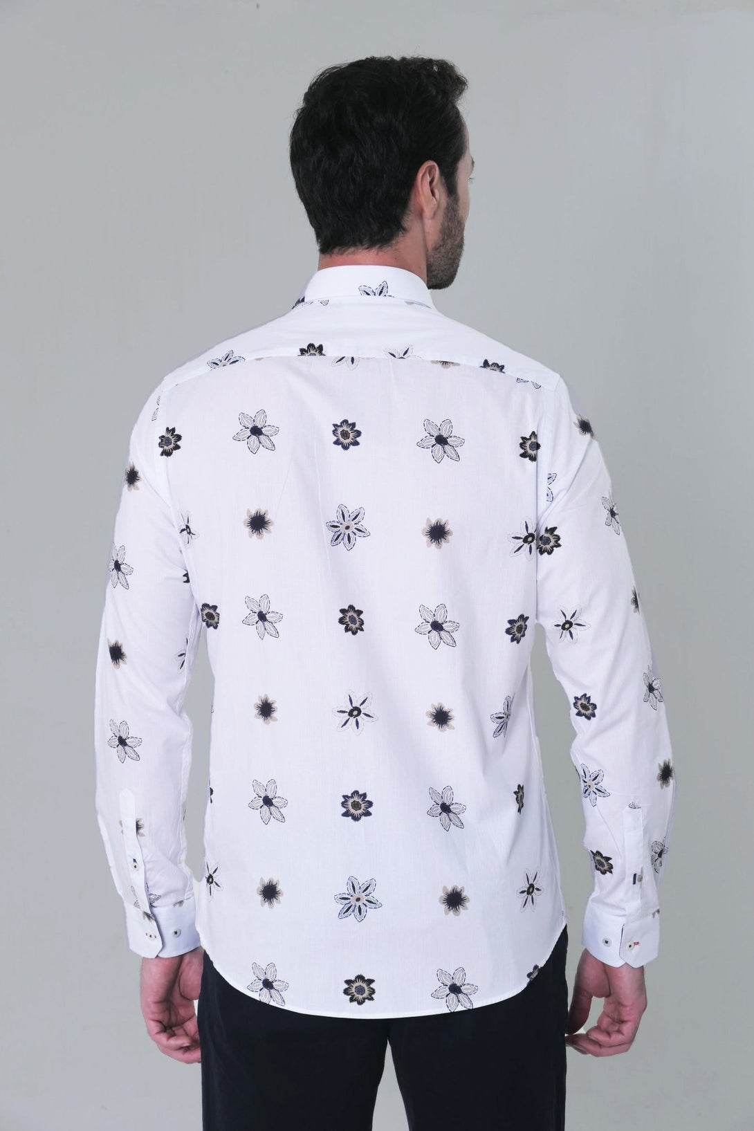 Camisa ML Privé Hombre Estampado Mini Flor - JON SONEN COLOMBIA
