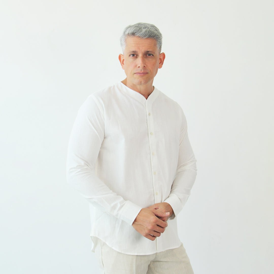 Camisa ML Summer Js Hombre Blanco - JON SONEN COLOMBIA