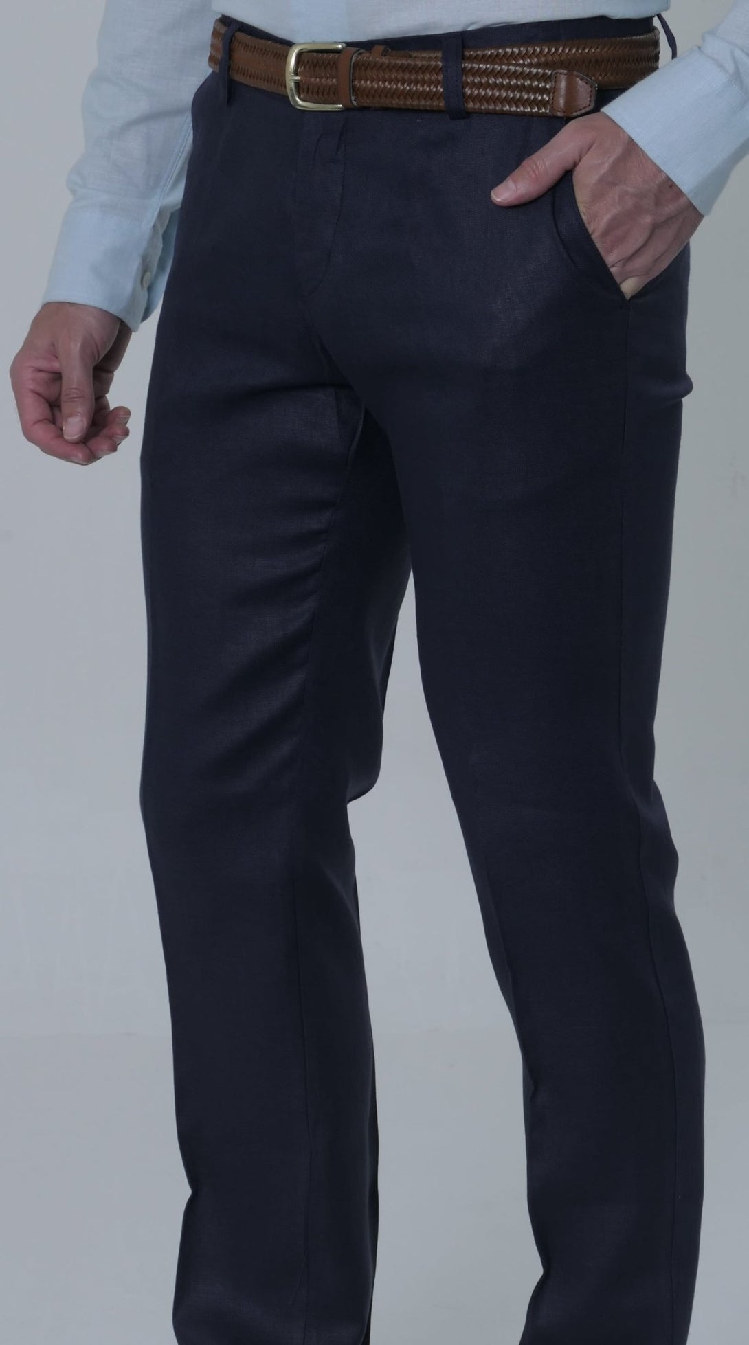 Pantalón Clásico Jon Sonen Lino Hombre Navy - JON SONEN COLOMBIA