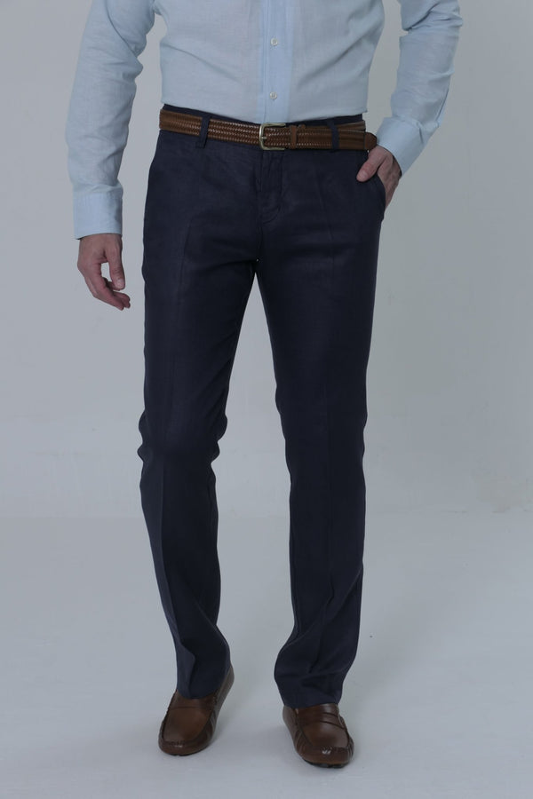 Pantalón Clásico JS Lino Hombre Navy - JON SONEN COLOMBIA