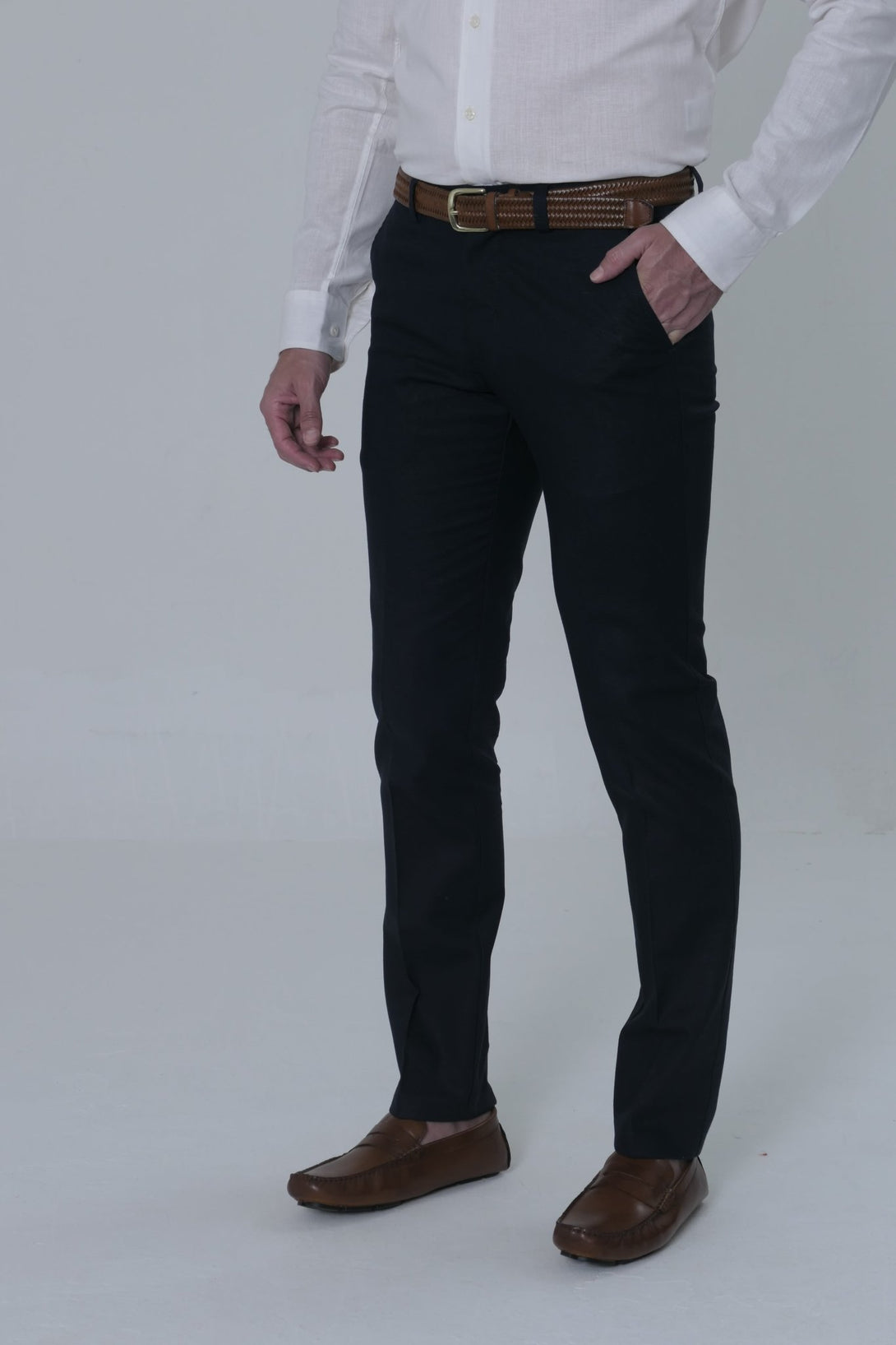 Pantalon Clásico Lino Net Js Hombre Navy - JON SONEN COLOMBIA