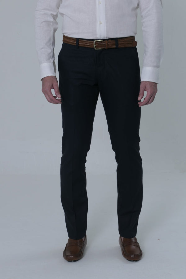 Pantalon Clásico Lino Net Js Hombre Navy - JON SONEN COLOMBIA