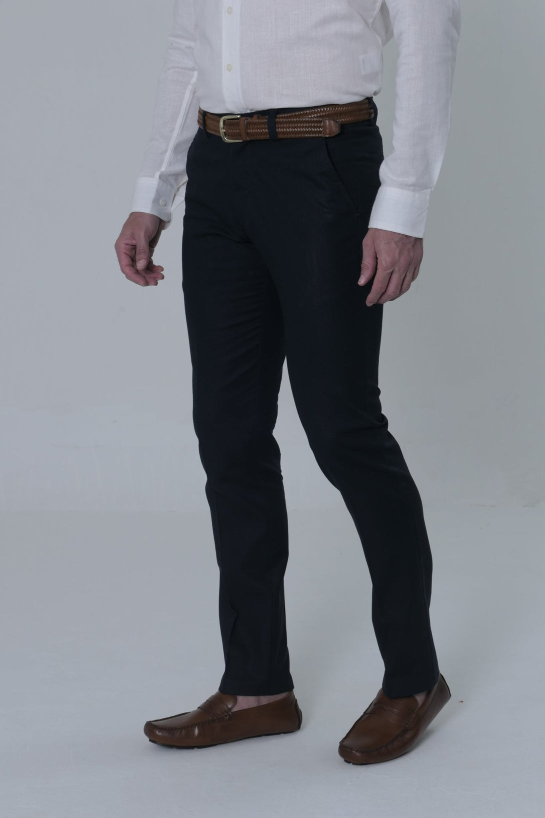 Pantalon Clásico Lino Net Js Hombre Navy - JON SONEN COLOMBIA