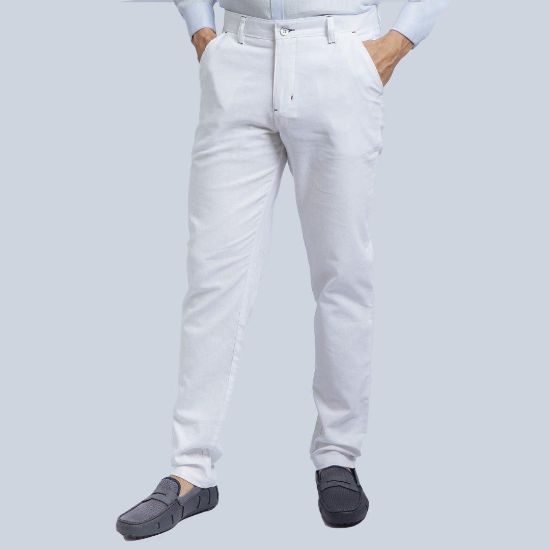 Pantalon Lino Clasico Js Hombre Blanco - JON SONEN COLOMBIA