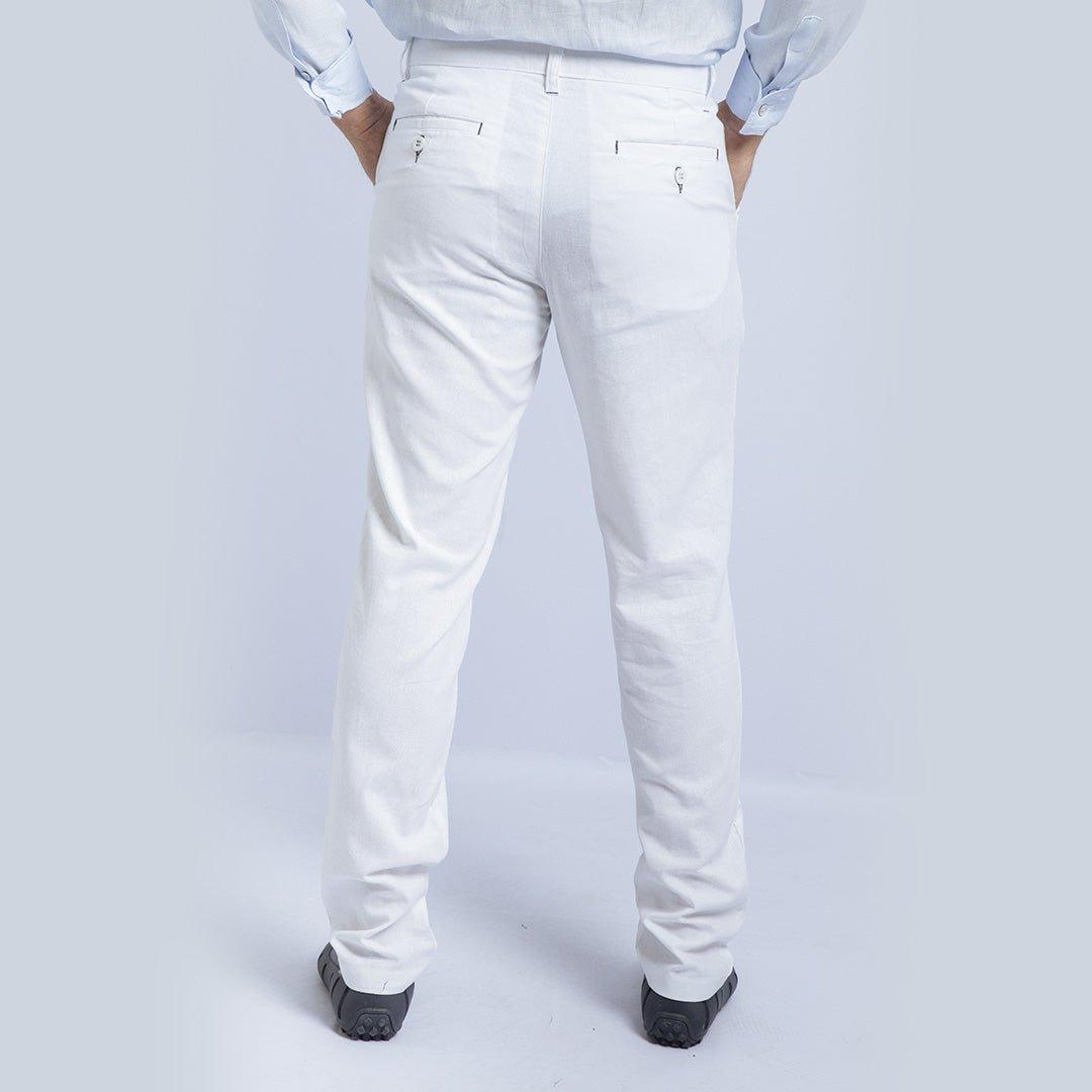 Pantalon Lino Clasico Js Hombre Blanco - JON SONEN COLOMBIA
