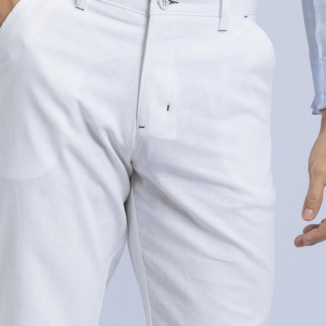 Pantalon Lino Clasico Js Hombre Blanco - JON SONEN COLOMBIA