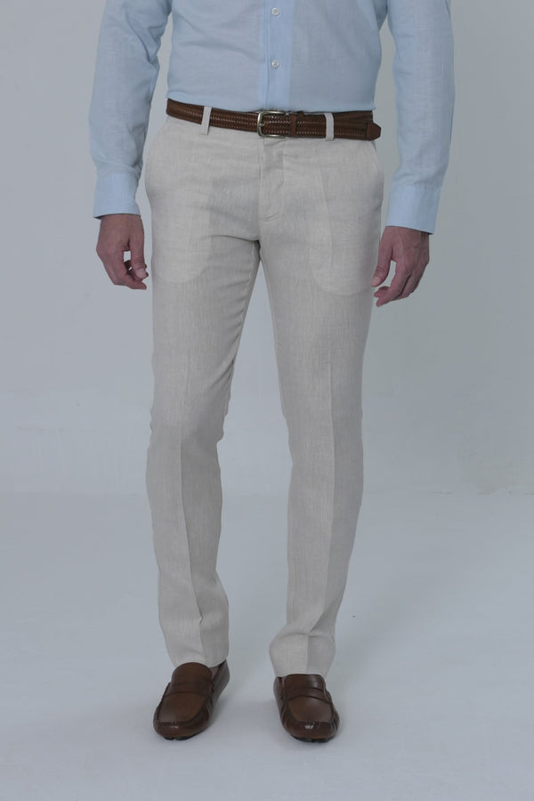 Pantalon Lino Clásico JS Hombre Natural - JON SONEN COLOMBIA