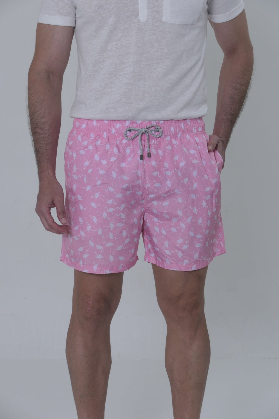 Pantaloneta Mini Flamingos Jon Sonen Hombre Coral - JON SONEN COLOMBIA